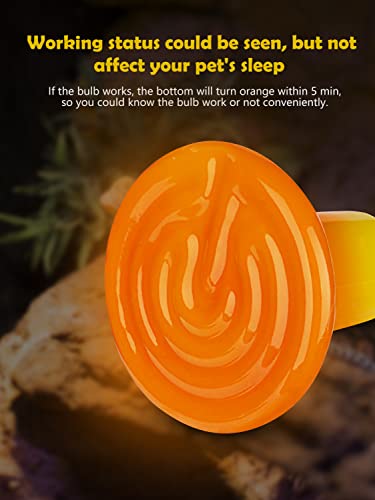 Ceramic Heat Emitter with Color Change Hint, Reptile Heat Lamp Bulb 100W No Light Emitting for Bearded Dragon Snake Chick Lizard Turtle Pet Amphibian