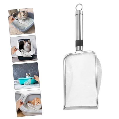 Stainless Steel Cat Litter Scoop and Reptile Litter Shovel with 1.5x1.5mm Mesh Sifter for Pet Waste Cleaning and Small Animal Bedding Maintenance