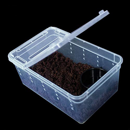 OMEM Portable Reptile Terrarium Habitat for Mini Pet Houses Breathable Holes Stackable Container (XS) - size: 1PCS-Clear-XS