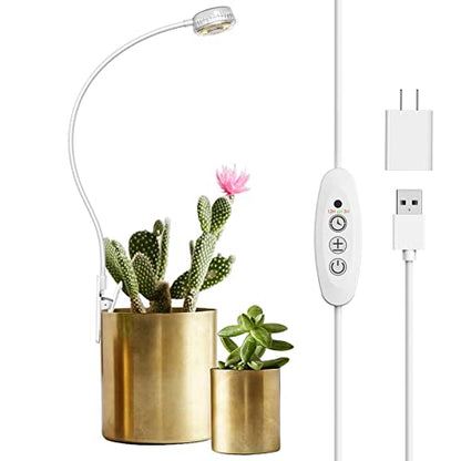 SANSI Grow Lights for Indoor Plants, Pot Clip-On Plant Light, 1-Pack | Full spectrum LED plant lamp for indoor growing; 4-level dimmable; 3/6/12H timer; 5V pot clip light for small plants - size: 1-Pack