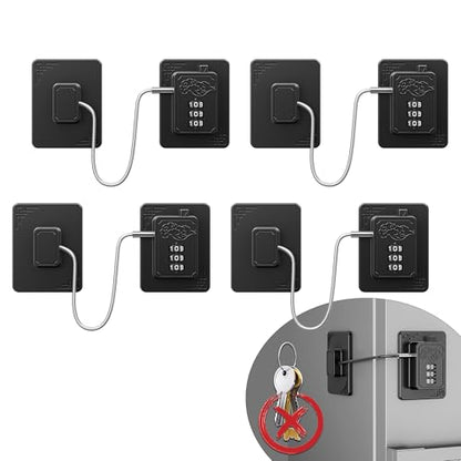 4 Pack Refrigerator Lock with 3 Digit Code, Black | Easy Install, Combination Lock Freezer Lock, Child Proof Cabinet Locks, For Refrigerators, Drawers, Closets, Windows - color: Black-4Pack