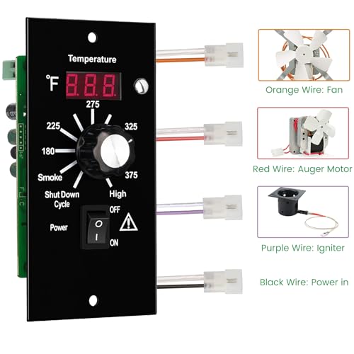 Control Panel Replacement for Traeger BAC236 Controller Digital Elite Thermostat BAC365 Wood Pellet Smoker with 7" RTD Temperature Probe Sensor BAC194 Grill Accessories - color: Black