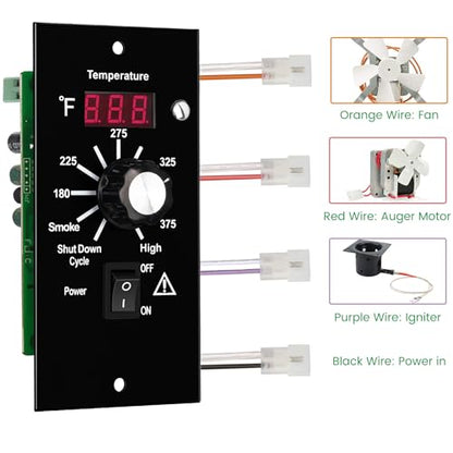 Control Panel Replacement for Traeger BAC236 Controller Digital Elite Thermostat BAC365 Wood Pellet Smoker with 7" RTD Temperature Probe Sensor BAC194 Grill Accessories - color: Black