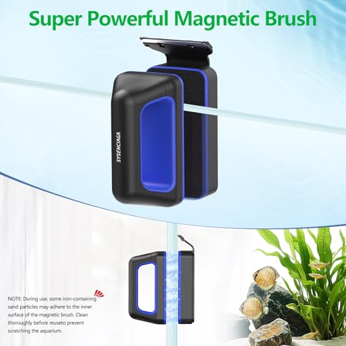 Aquarium Magnetic Glass Cleaner, Floating Scraper, Large | Includes stainless steel and plastic scraper heads for glass and acrylic tanks, plus a soft inner cleaning pad - size: L