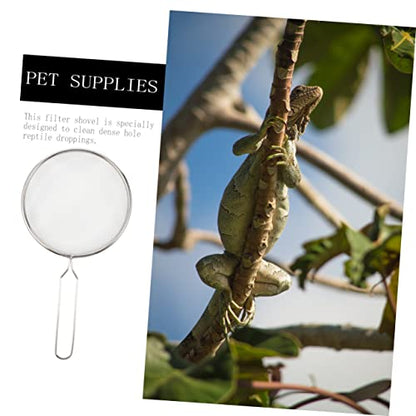 Mipcase Pet Sand Shovel Animals for Stainless Steel Spoon Spoons Cat Litter Scoop Stainer Steel Strainer Terrarium Litter Cleaner Reptile Cleaning Tool Reptile Supplies Fryer Mesh