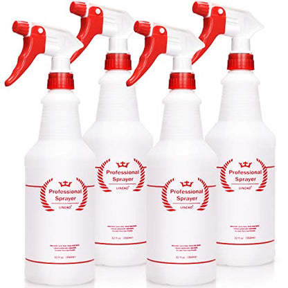 Uineko Empty Spray Bottles, Heavy Duty Sprayer, Mist & Stream, 4 Pack 32 Oz | Professional Spray Bottle, Leak-Proof, Better Trigger, Measurements, All-Purpose for Cleaning Solutions, Planting, Detailing - size: 32 Oz, 4 Pack