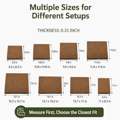 Natural Coconut Fiber Mat, Eco-Friendly Nesting Pad for Chicken Coop, Bird Cage and Reptile Habitat, Breathable & Moisture-Wicking Bedding Liner, Easy to Trim and Clean (8.3'' x 8.3'') - size: 8.3'' x 8.3''