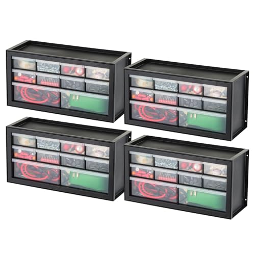 IRIS USA Small Plastic Storage Drawers, 10-Drawer - 4 Pack, Stackable Teacher Toolbox Craft Small Parts Bead Screw Hardware Building Bricks Organizer, Drink and Water Flavor Packet Organizer, Black - color: Black, size: 10 Drawer - 4 Pack