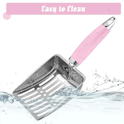 Cat Litter Scoop - Stainless Steel Metal Cat Litter Scoop-Sturdy Mesh Scooper - Mesh Shovel-Easy to Clean - Suitable for Cat Litter Box -Pink - color: Pink, size: M