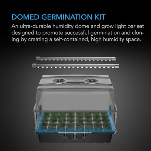 AC Infinity Heavy-Duty Humidity Dome with Full Spectrum LED Grow Light Bars, Samsung LM301H EVO Diodes, Drip Tray, 5x8 Cell Seedling Tray, 3mm Thick Dome and Vented Extension Panels, for Seed Starting | Samsung LM301H EVO Diodes, 3mm Thickest Dome and 5x8
