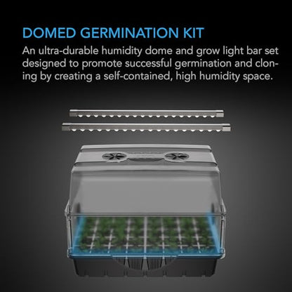 AC Infinity Heavy-Duty Humidity Dome with Full Spectrum LED Grow Light Bars, Samsung LM301H EVO Diodes, Drip Tray, 5x8 Cell Seedling Tray, 3mm Thick Dome and Vented Extension Panels, for Seed Starting | Samsung LM301H EVO Diodes, 3mm Thickest Dome and 5x8