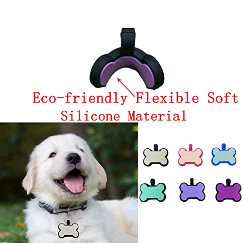 6 Pack Original Silent Bone Design Silicone Pet Tag,Personalized ID Dog Tags,with Double Blank Sides to Engrave,6 Popular Colors in One Set - color: Set Two(gray,light Pink,light Blue,light Green,voilet,blue)