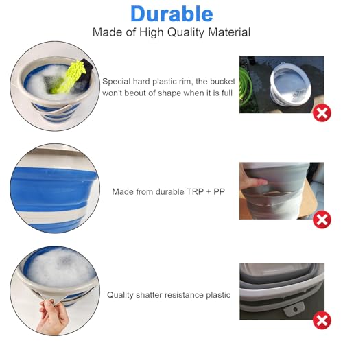 GOLDFOX Collapsible Bucket-10L (2.6 Gallon) Bucket for Cleaning with Handle-Folding Foldable Portable Plastic Water Supplies,Collapsible Bucket for Car Wash Camping Garden - Blue - color: Blue