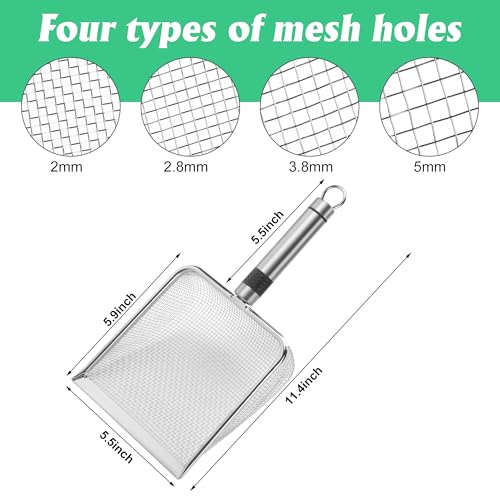 Adnee 4 Pcs Wider Gardening Soil Sifter-5.5" W Garden Sieve Sifter with Handle (2/2.8/3.8/5 mm Mesh)-Portable Gardening Sifter for Gradening Sand Soil Dirt Compost - color: 4 Set