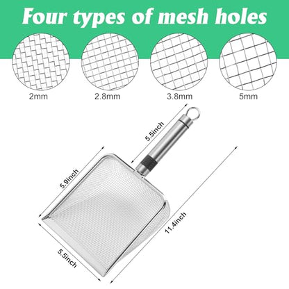 Adnee 4 Pcs Wider Gardening Soil Sifter-5.5" W Garden Sieve Sifter with Handle (2/2.8/3.8/5 mm Mesh)-Portable Gardening Sifter for Gradening Sand Soil Dirt Compost - color: 4 Set