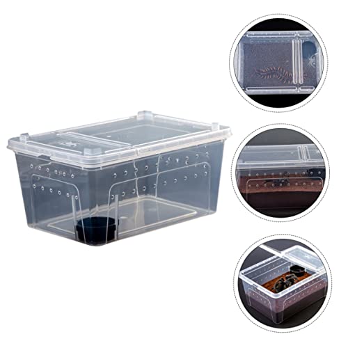 NOLITOY Transparent Reptile Feeding Box Set Durable Breeding Container for Snakes Lizards and Pets Easy to Clean with Breathable for Transport and Habitat Use