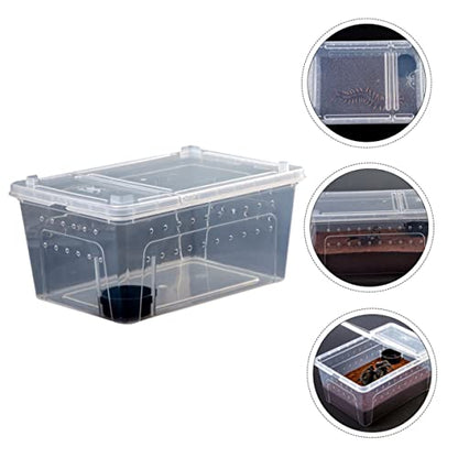 NOLITOY Transparent Reptile Feeding Box Set Durable Breeding Container for Snakes Lizards and Pets Easy to Clean with Breathable for Transport and Habitat Use
