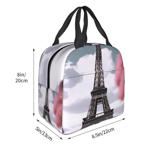 Insulated Lunch Bag Eiffel Tower Lunch Box for Women Men Reusable Leakproof Lunch Cooler Bag for Office Picnic - color: Eiffel Tower