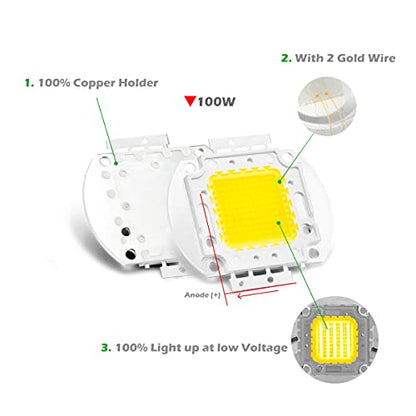CHANZON High Power Led Chip 100W Natural White 4000K - 4500K | (3000mA / DC 30V - 34V / 100 Watt) Super Bright Intensity SMD COB Light Emitter Components Diode Bulb Lamp Beads DIY Lighting - color: B) Natural-white (4000k)