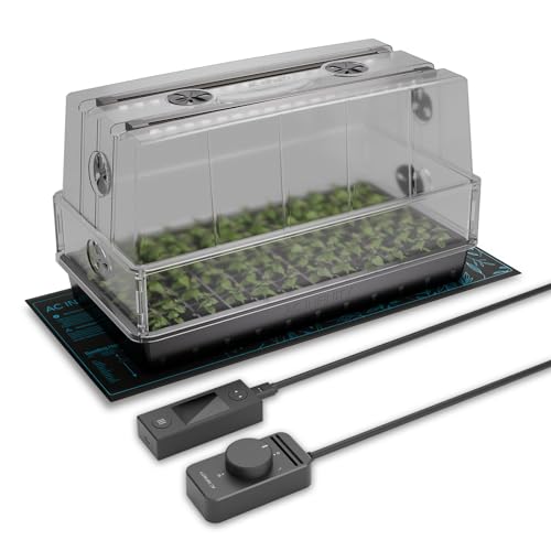 AC Infinity Heavy-Duty Large Humidity Dome 6x12 Germination Kit with Water-Proof Seedling Mat, Full Spectrum LED Grow Light Bars, Samsung LM301H EVO Diodes, Vented Extension Panels, for Seed Starting | Full Spectrum LED Grow Light Bars w/Samsung LM301H EV