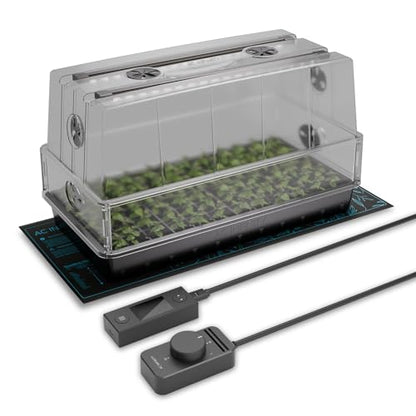 AC Infinity Heavy-Duty Large Humidity Dome 6x12 Germination Kit with Water-Proof Seedling Mat, Full Spectrum LED Grow Light Bars, Samsung LM301H EVO Diodes, Vented Extension Panels, for Seed Starting | Full Spectrum LED Grow Light Bars w/Samsung LM301H EV