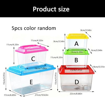 Portable Reptiles Tanks Box Including Feeding Port Observation Window for Lizards Breeding Case Large Lizards Habitat Box Featuring Ventilated Cover - size: 27x17x14cm