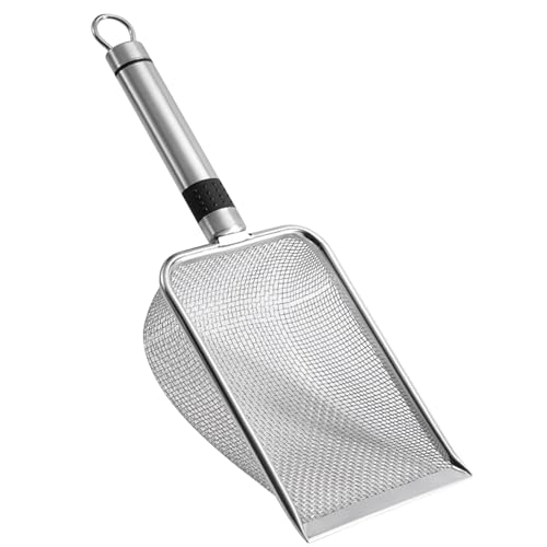 Cat Litter Scoop: Stainless Steel Shovel Kitty Litter Scooper, Easy Clean Pooper Scooper with Hanging Hole Long Handle Sifter