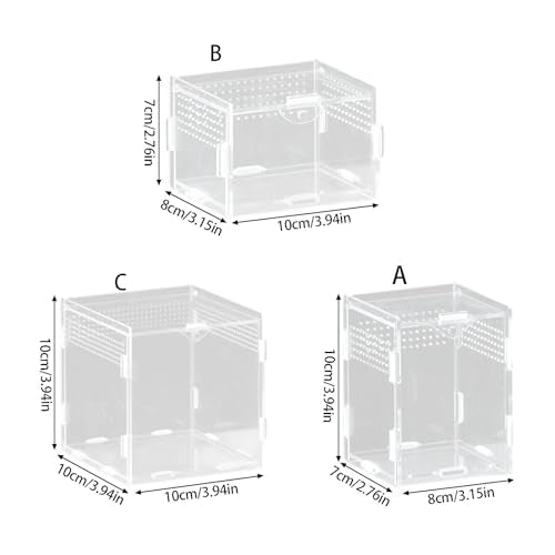 Pet Terrarium Acrylic Reptiles Cage House with Airflows Holes Front Opening Enclosure for Watching Simple Pet Observation Habitat Box - size: 10X10X10 vertical