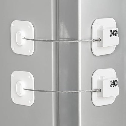 Refrigerator Lock, Heavy Duty Fridge Lock, Combination Lock for Refrigerator Cabinets, Drawers, Safety, Easy Install No Keys Needed (White-2Pack) - color: White-2Pack