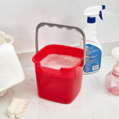 Irenare 12 Pcs Sanitizing Bucket 3 Quart Cleaning Pail Small Detergent Square, Spout and Handle Plastic Utility Sanitizer Buckets for Restaurant Kitchen Home Offices (Red) - color: Red