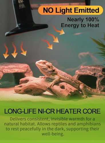 2-Pack 100W Ceramic Heat Lamps with 1-pcs Digital-Thermometer | Heater Emitter Bulbs, for Reptiles, Amphibians, Chicken Brooder Coop Lizard Turtle Snake, No Light No Harm