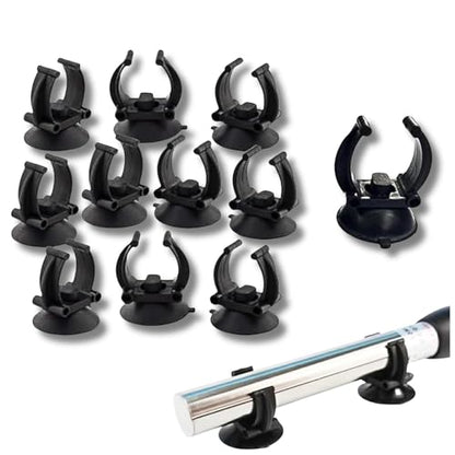 10Pcs Aquarium Suction Cup Clips, 18-22mm, Black, Universal Fish Tank Holders for Heaters, Pumps, Filters and Hood