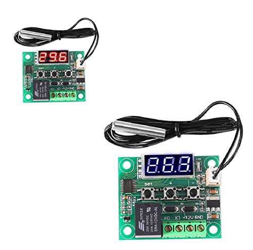 2PCS XH-W1209 Temperature Controller Module LED Display Digital Thermostat Module with Waterproof NTC Probe and 10A One-Channel Relay -50~110℃ Electronic Temperature Temp Control Module Switch - color: W1209, size: 2PCS
