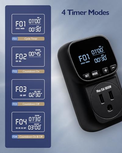 Temperature Controlled Outlet, Heating Cooling Thermostat Outlet | -40℉~210℉, Heavy Duty 15A 1800W Plug in Thermostat with LCD Display, Temperature Controller for Greenhouse Incubator Homebrew - style: Black