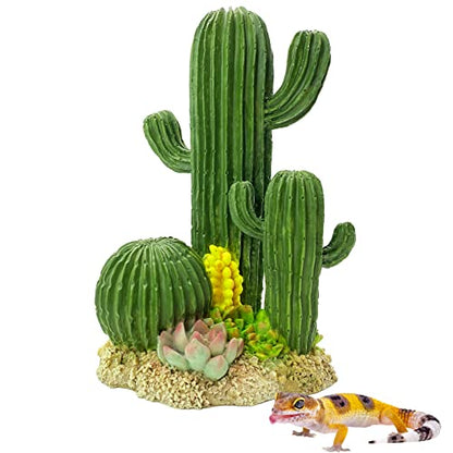 kathson Reptile Tank Decor Lizard Hide and Cave Plants Terrarium Decorations Resin Cactus Desert Aquarium Tank Habitat Accessories for Bearded Dragon Chameleon Leopard Gecko Snake Fish (Cactus) - style: Style A