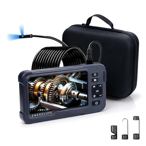 Endoscope Camera with Light 1920P HD Three Lens Borescope with 8 LED Lights, IP67 Waterproof Snake Sewer Tools 5" Inspection Camera,16.4ft Semi-Rigid Drain Endoscope (16.4FT Three Lens-Blue) - size: 16.4FT Three Lens-Blue