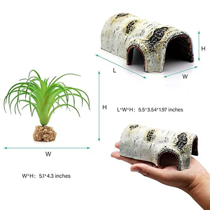 Reptile Hides and Caves Birch Tree Bark Trunk Habitats Decor Aquarium Decoration Wood for Lizard Geckos Snake Spiders Frogs Turtle (Small) - style: Small