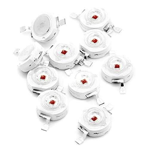 CHANZON 10 pcs High Power Led Chip 3W Deep Red Plant Grow Light | (650nm -660nm / 400mA - 500mA / DC 2V - 2.2V / 3 Watt) SMD COB Emitter Diode Components for DIY Hydroponic Flower Growing - color: O) Deep Red (660nm)