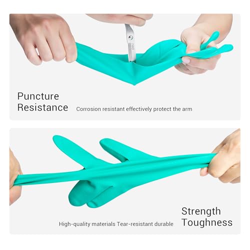 ThxToms 5 Pairs 15mil Nitrile Chemical Resistant Gloves,Latex Rubber Free,M | Reusable Heavy Duty Diswashing Gloves, Acid Alkali Oil Protection, Industrial Use and Household Cleaning, Non-Slip - color: Pack of 5, size: Medium