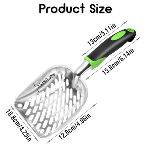 Cat Litter Scoop-Metal Cat Scooper-Long Handle Scoop,Cat Scooper-Poop Sifting-Mesh Shovel-Suitable for Cat Litter Box(Green)-Christmas - color: Green, size: L