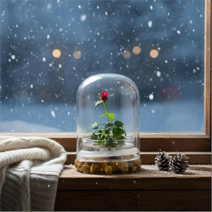 Bloomify Live Rose Terrarium, Miniature Rose in Self Sustaining Glass Jar, Maintenance Free, Great Unique Gift and Home Decor.