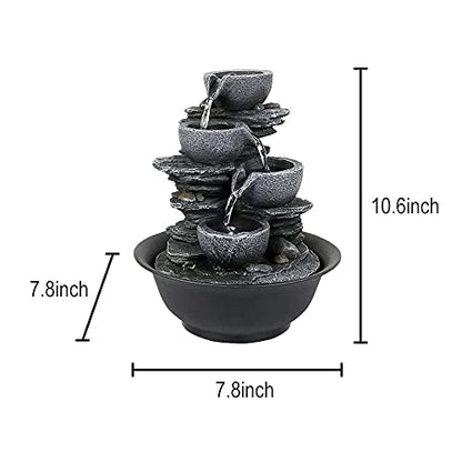 10.6inch Rock Indoor Water Fountain Zen Meditation Tabletop Fountain with LED Light for Home Office Bedroom - color: 10 3/5"_1