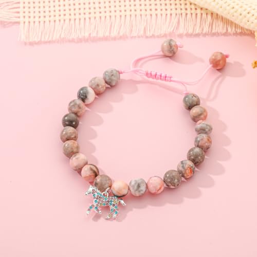 Axolotl/Horse Bracelet Gifts for Girls Kids, Charm Pearl Bead Bracelet Cute Stuff Birthday Jewelry for Daughter Granddaughter Teens - style: Horse-Girl-2