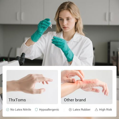 ThxToms 5 Pairs 15mil Nitrile Chemical Resistant Gloves,Latex Rubber Free,M | Reusable Heavy Duty Diswashing Gloves, Acid Alkali Oil Protection, Industrial Use and Household Cleaning, Non-Slip - color: Pack of 5, size: Medium