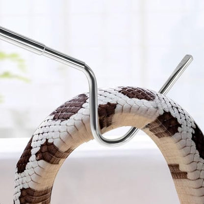 Adjustable Stainless Steel Snake Hook Retractable Long Handle Professional Amphibious Reptile Catching Tool Accessories(Silver) - color: Silver