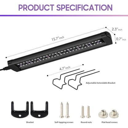12W UVA UVB Reptile Light, Dimmable Controller UVB Light Bar | 16 Inch UVB LED Light Bulb for Reptile, Full Spectrum Reptile Lamp for Bearded Dragons, Snakes, Turtles, Gecko - size: 16 INCH
