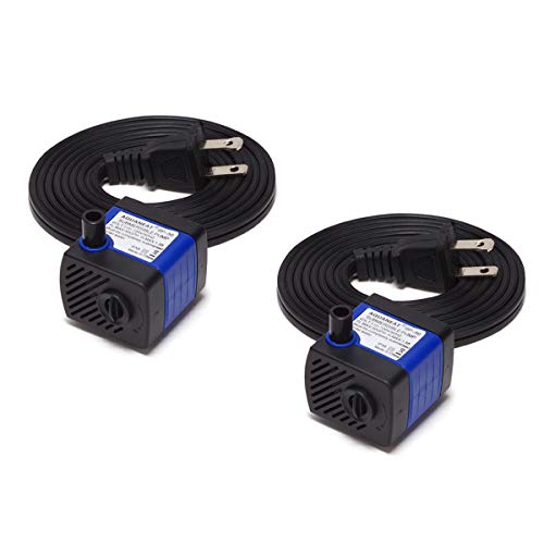 AQUANEAT 2-Pack Small Fountain Pump, 50 GPH Submersible Water Pump for Aquarium Fish Tank, Outdoor Water Fountain, Hydroponics, Pond - size: 50 GPH