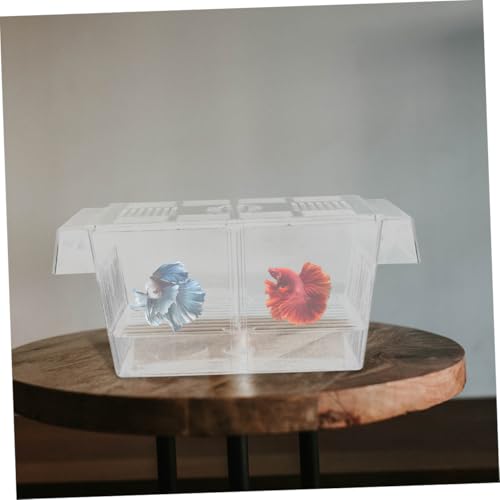 2pcs Self-Floating Fish Breeding Box Double-Layer Aquarium Incubator for Betta Fish Fry Hatching Tank with Divider for Shrimp and Reptiles