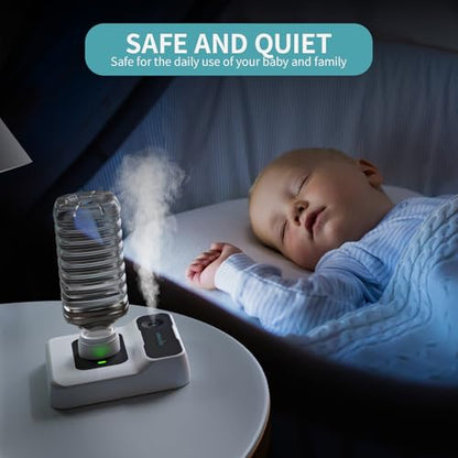 Travel Humidifier, Portable Small Humidifier for Plants, Bedroom, Office, Hotel or Car, Battery Operated Mini Cool Mist Humidifiers, Quiet 23dB, Auto-off, Night Light & BPA-Free, White - color: White
