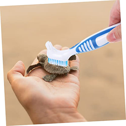 Turtle Cleaning Brush Multi-Functional Creative Personal Denture Household Double-Head Brace Cleaning Brush for Turtle Shell Aquarium Reptile Tank